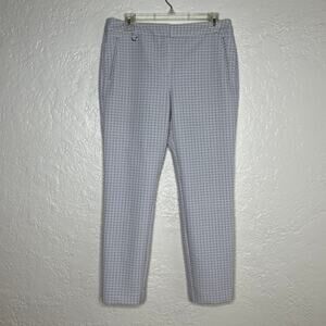 Adrianna Papell Women's Kate Ankle Slim Leg Pants Gray White Geometric Sz 8